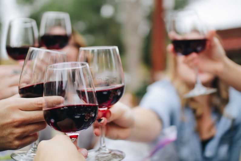 Food And Beverage Gift - people tossing their clear wine glasses