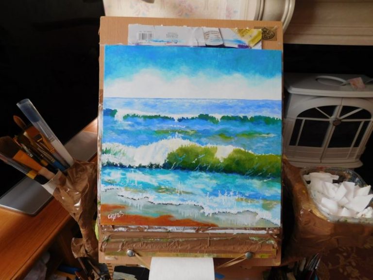 Art Pieces - a painting of a wave in the ocean